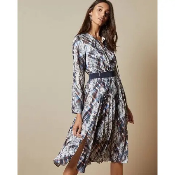 Ted Baker Dresses & Skirts - Ted Baker Lilis Quartz Print Midi Dress size 4 (US 10-12) long sleeve